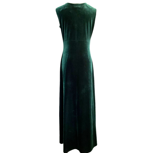 Nina Piccalino Size 6 Green Velvet Maxi Dress Sleeveless Scoop Neck Evening Gown - Picture 2 of 10